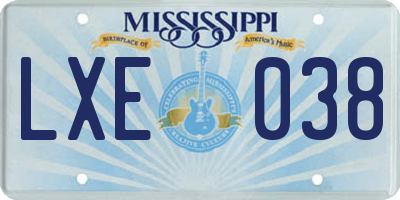 MS license plate LXE038