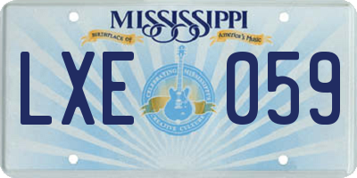MS license plate LXE059