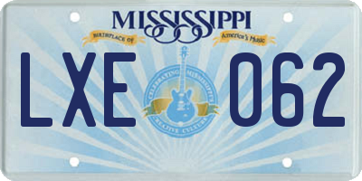 MS license plate LXE062
