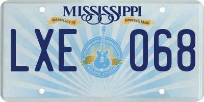 MS license plate LXE068