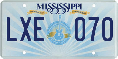 MS license plate LXE070