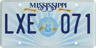 MS license plate LXE071