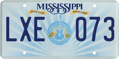 MS license plate LXE073
