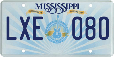 MS license plate LXE080