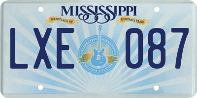 MS license plate LXE087