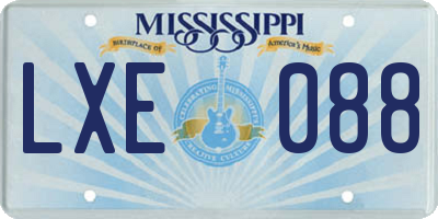 MS license plate LXE088
