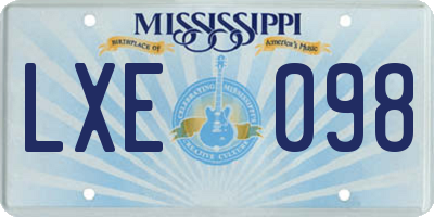 MS license plate LXE098