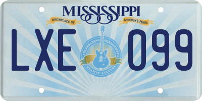 MS license plate LXE099