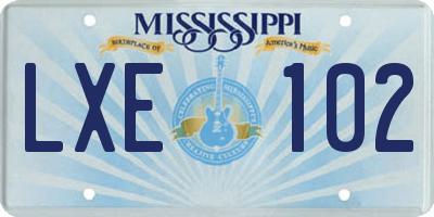 MS license plate LXE102