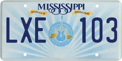 MS license plate LXE103