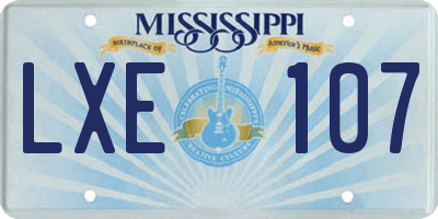 MS license plate LXE107