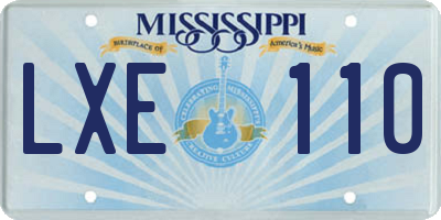 MS license plate LXE110