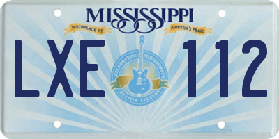 MS license plate LXE112