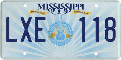 MS license plate LXE118