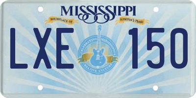 MS license plate LXE150