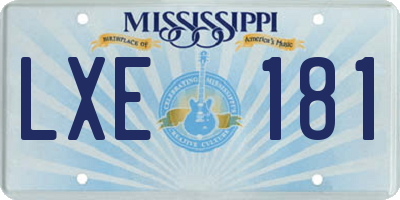 MS license plate LXE181