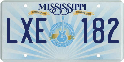 MS license plate LXE182