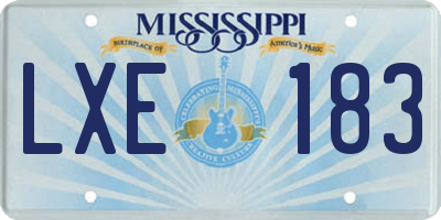 MS license plate LXE183