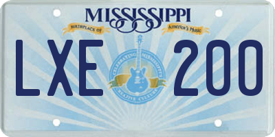 MS license plate LXE200
