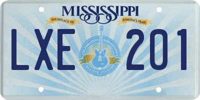 MS license plate LXE201