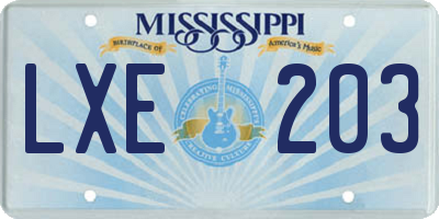 MS license plate LXE203