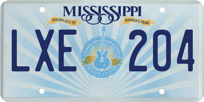 MS license plate LXE204