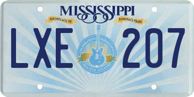 MS license plate LXE207