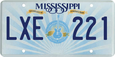 MS license plate LXE221