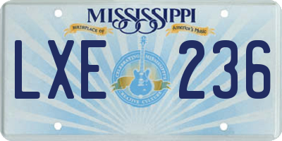 MS license plate LXE236
