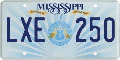 MS license plate LXE250