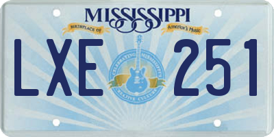 MS license plate LXE251