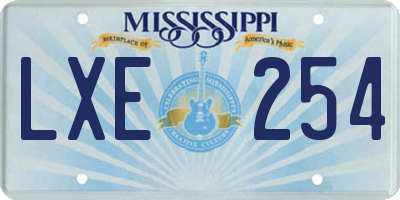MS license plate LXE254