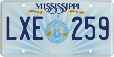 MS license plate LXE259