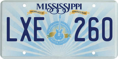 MS license plate LXE260