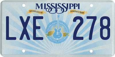 MS license plate LXE278