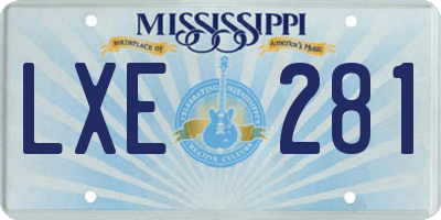 MS license plate LXE281