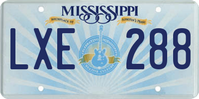 MS license plate LXE288
