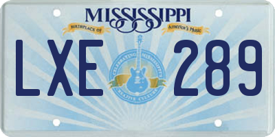 MS license plate LXE289
