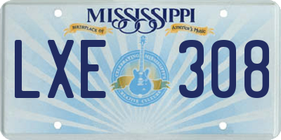 MS license plate LXE308