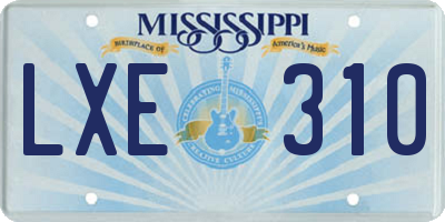 MS license plate LXE310