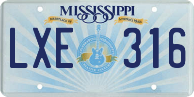 MS license plate LXE316