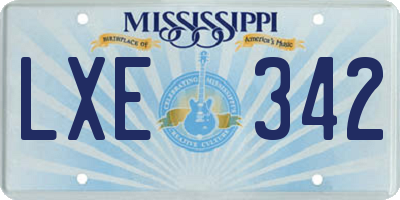 MS license plate LXE342