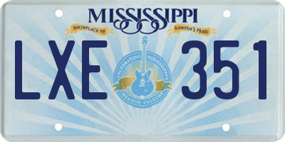 MS license plate LXE351