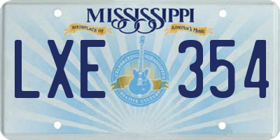 MS license plate LXE354