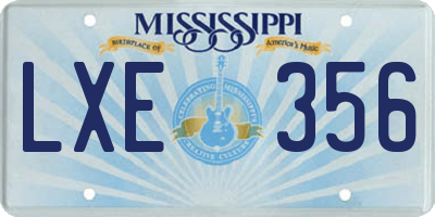 MS license plate LXE356