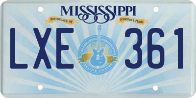 MS license plate LXE361