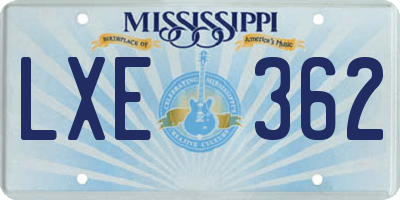 MS license plate LXE362