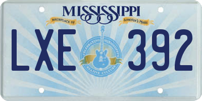 MS license plate LXE392