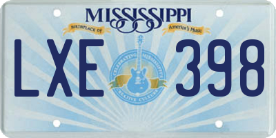 MS license plate LXE398