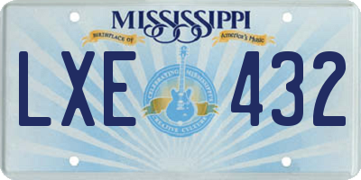 MS license plate LXE432